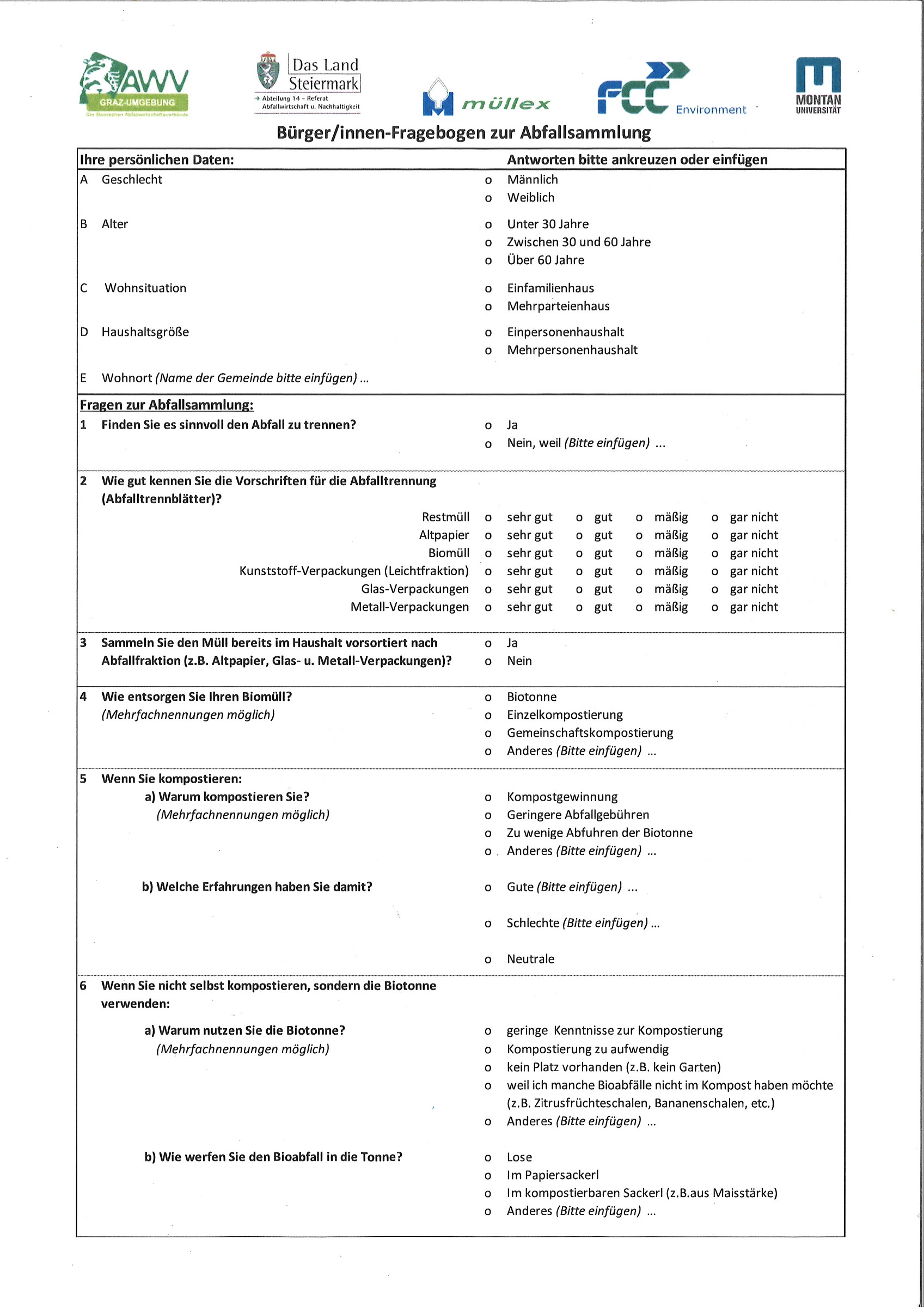 Fragebogen Fragebogen erstellen